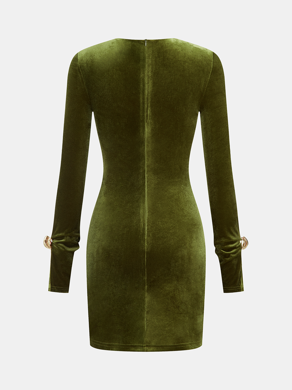 Metal Detail Velvet Cut-Out Bodycon Dress