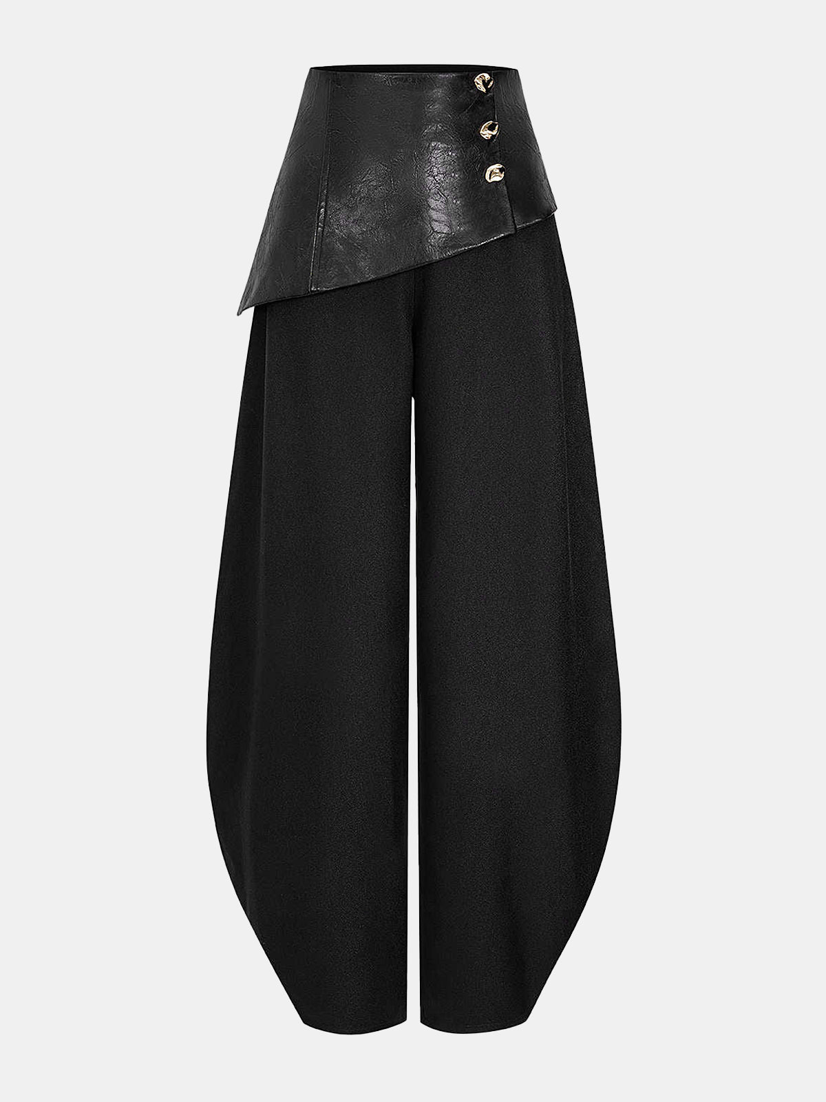 Pantalon lanterne à empiècements en similicuir