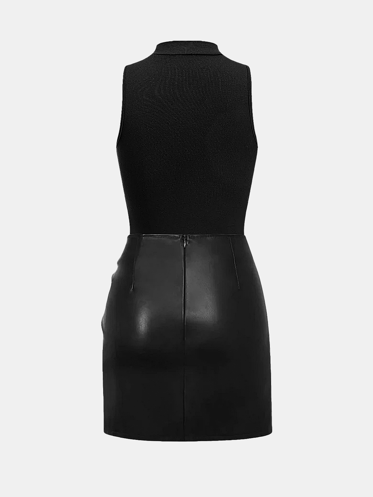 Knit Sleeveless Top & Faux Leather Mini Skirt Set