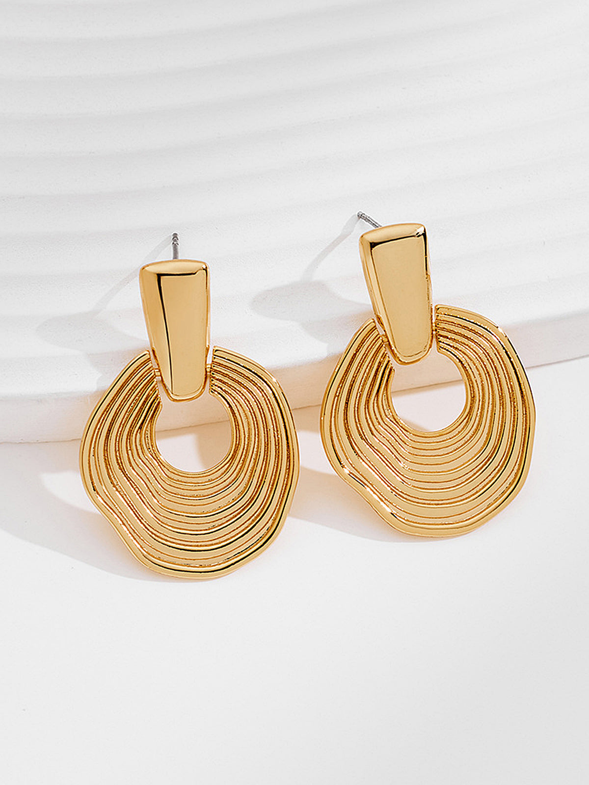 Textured Layered Hoop Drop Earrings