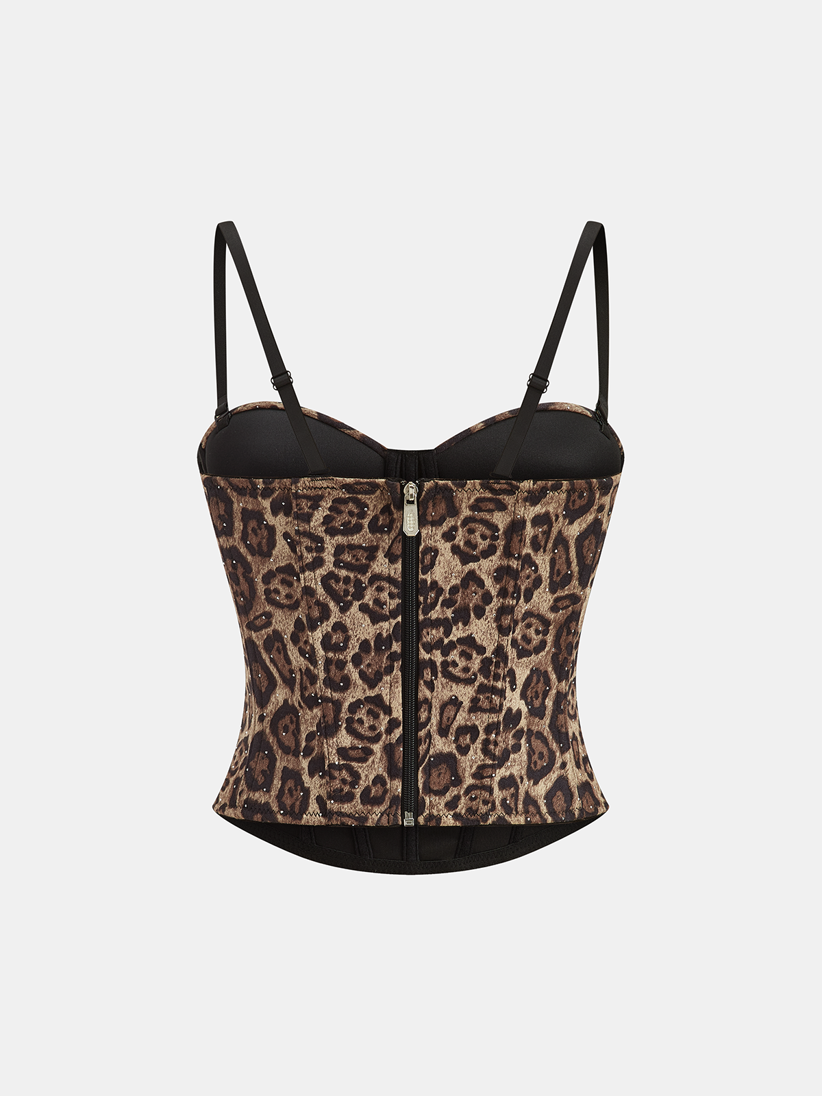 Leopard Print Studded Cami Corset Top