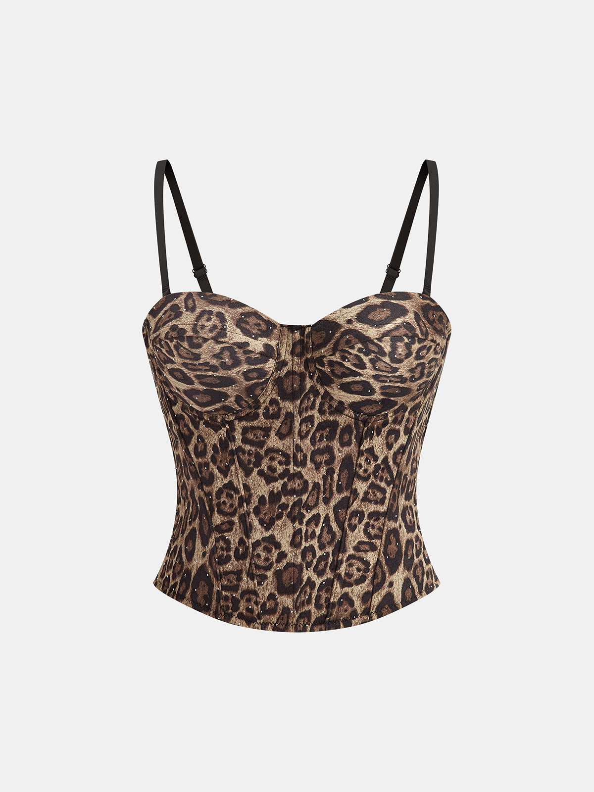 Leopard Print Studded Cami Corset Top