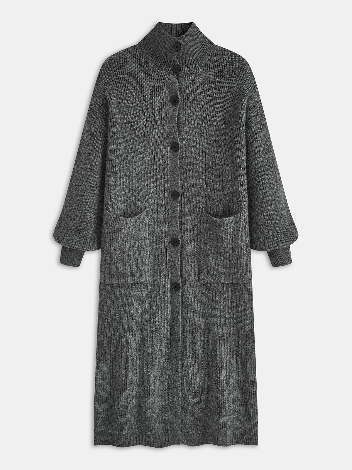 Loose Turtleneck Button-Front Long Cardigan Coat
