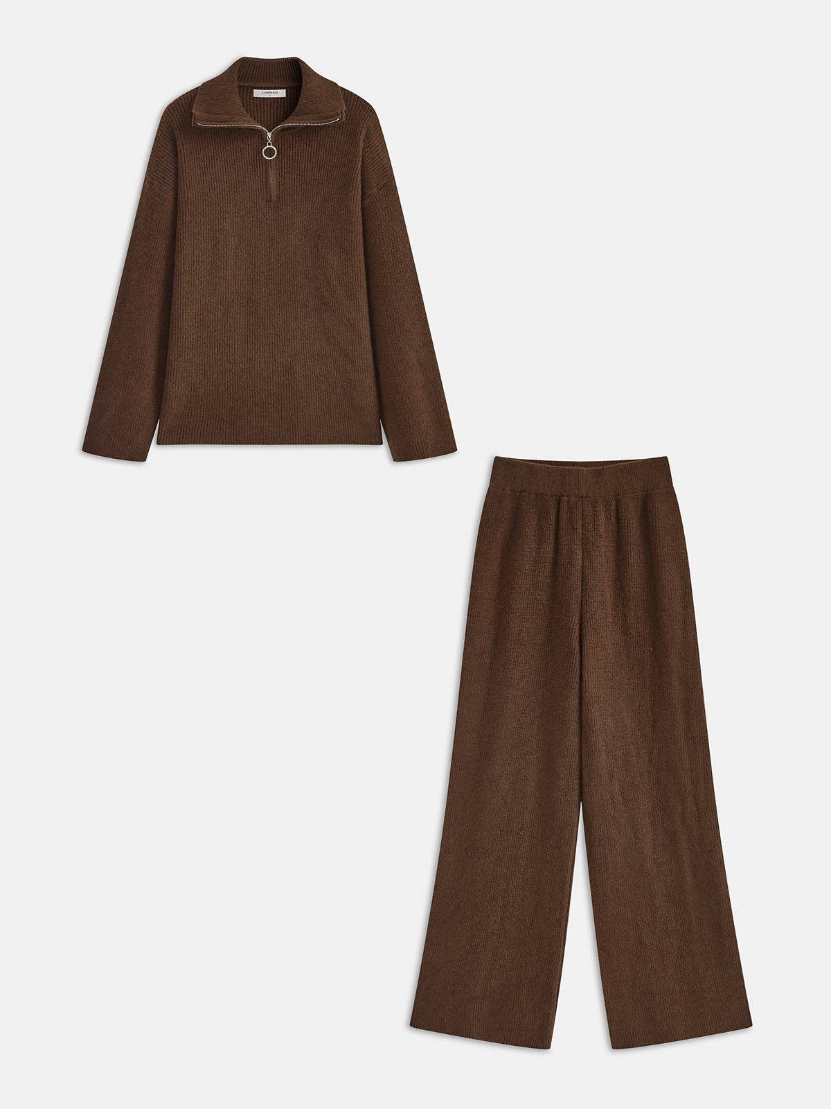 Half-Zip Sweater & Wide-Leg Pant Set