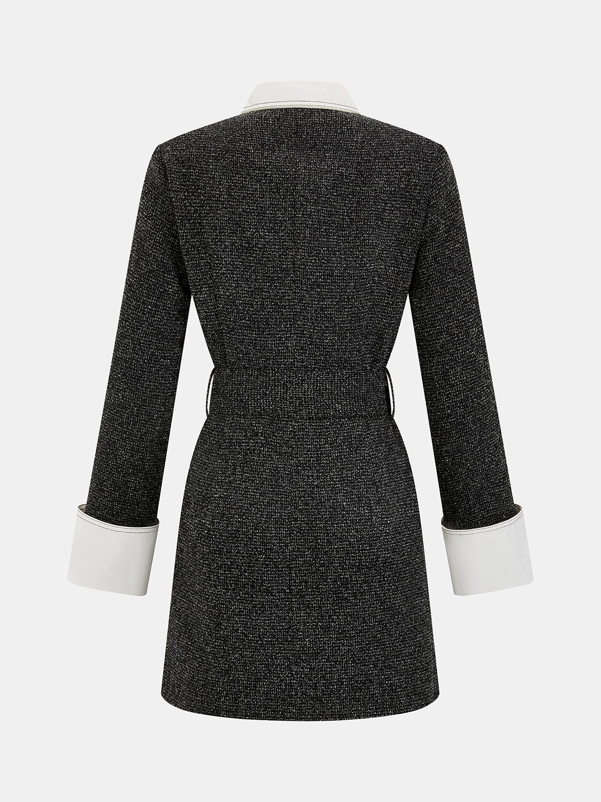 Contrast-Collar Belted Mini Dress