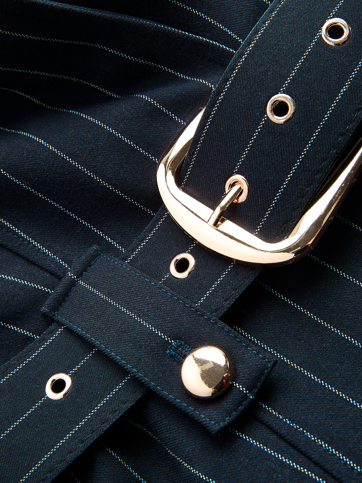 Pinstriped Belted Blazer