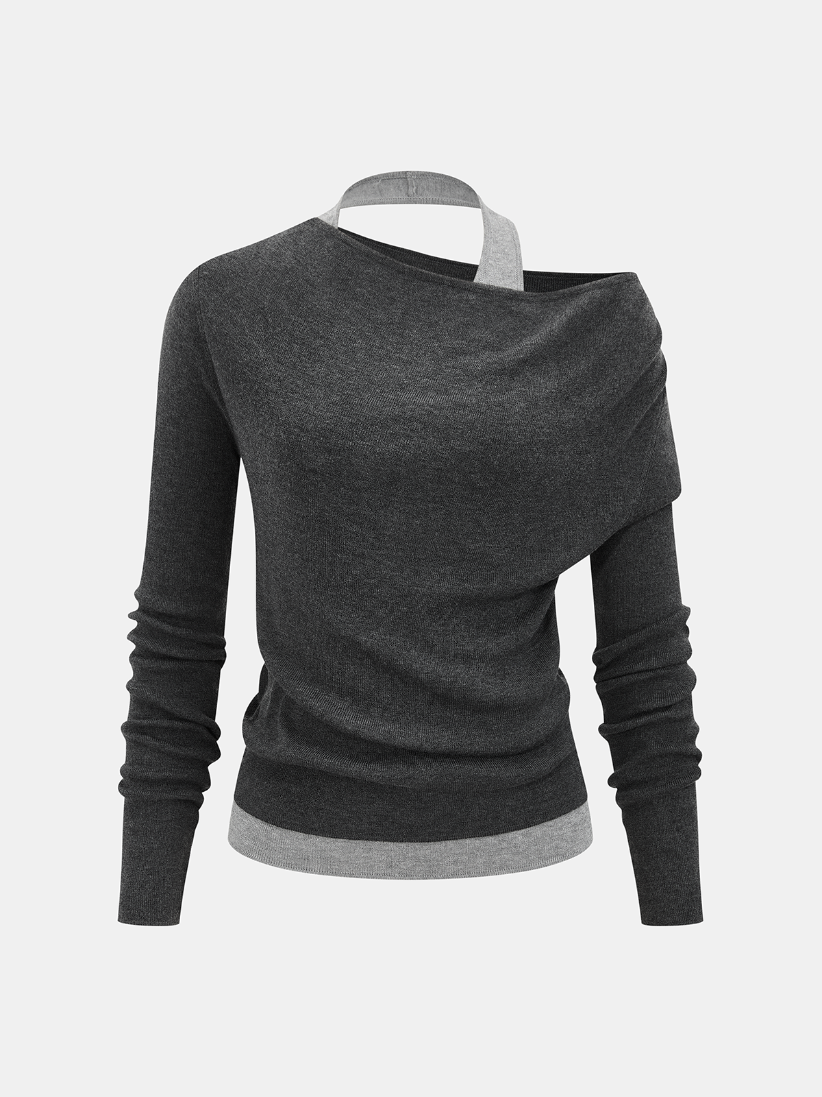Wool-Blend Asymmetrical Cold-Shoulder Knit Top