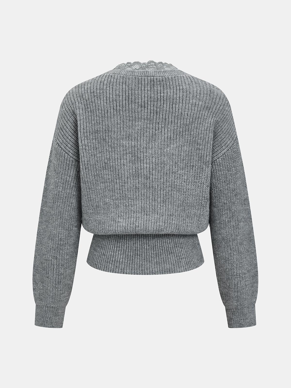 V-Neck Lace-Trim Knit Sweater
