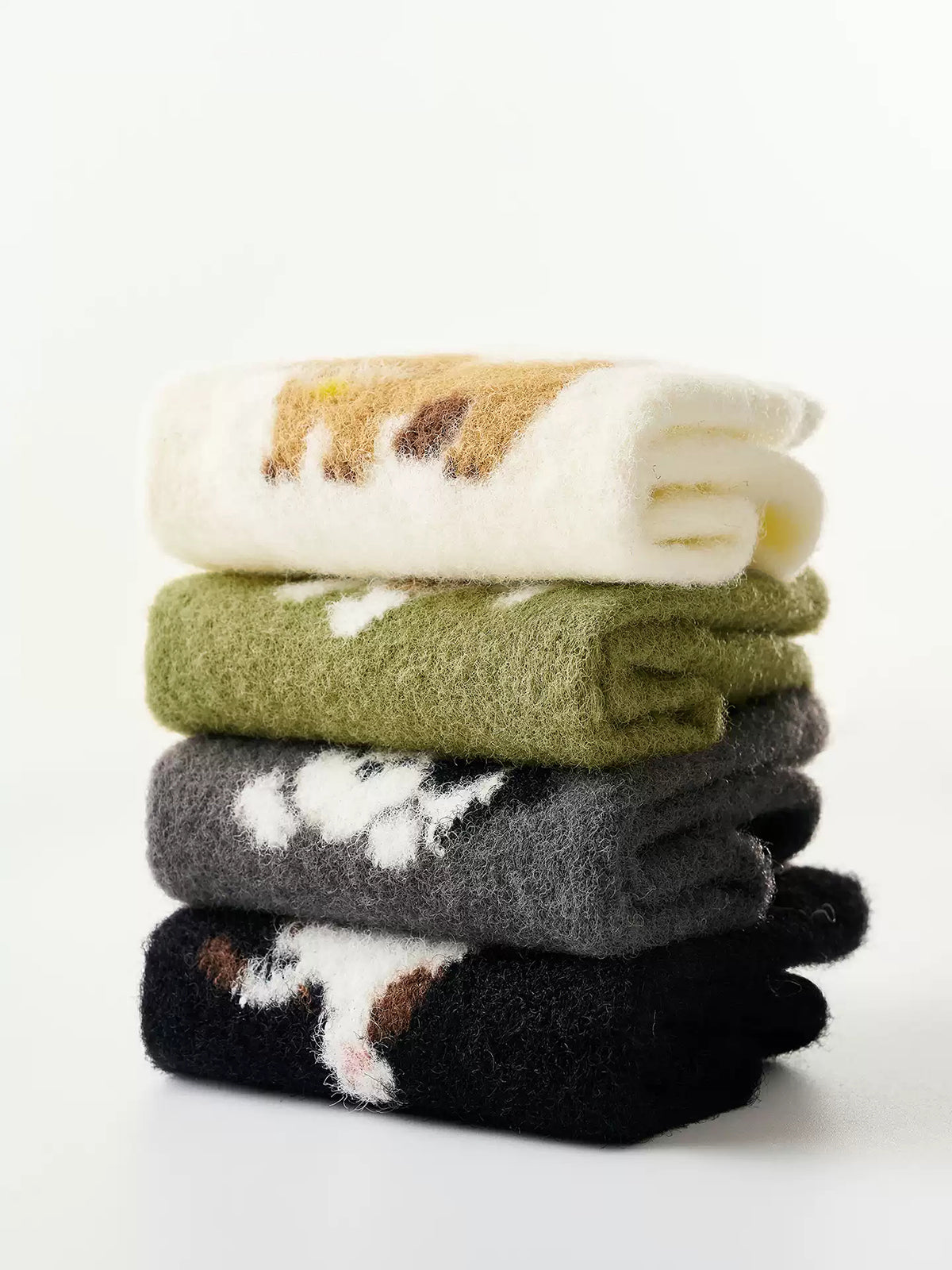 Fuzzy Crew Socks with Puppy Print