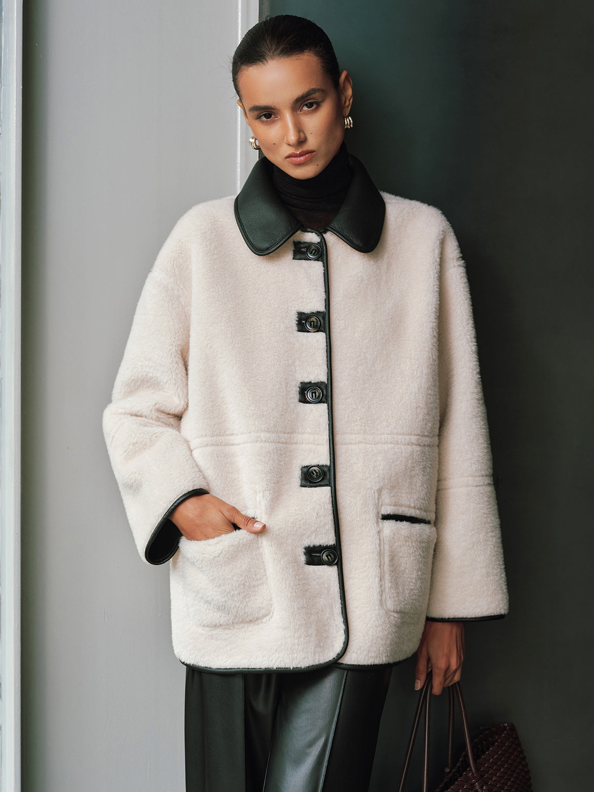 Reversible Shearling Faux Leather Jacket