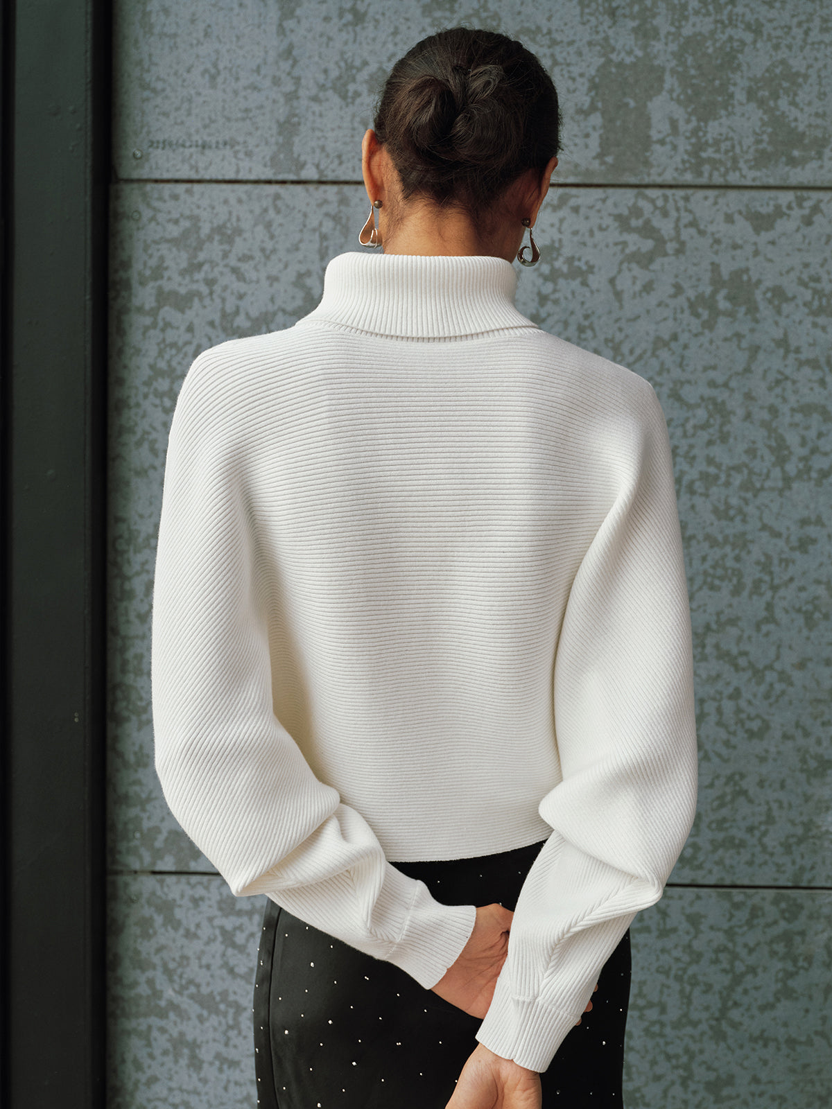 Turtleneck Batwing-Sleeve Sweater
