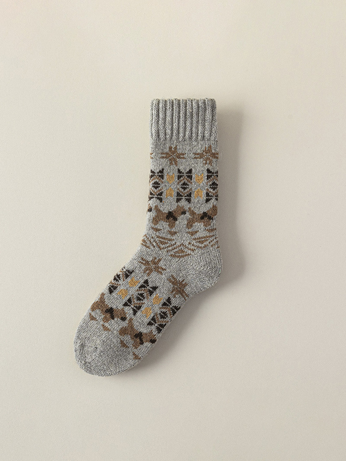 Wool-Blend Fair Isle Crew Socks