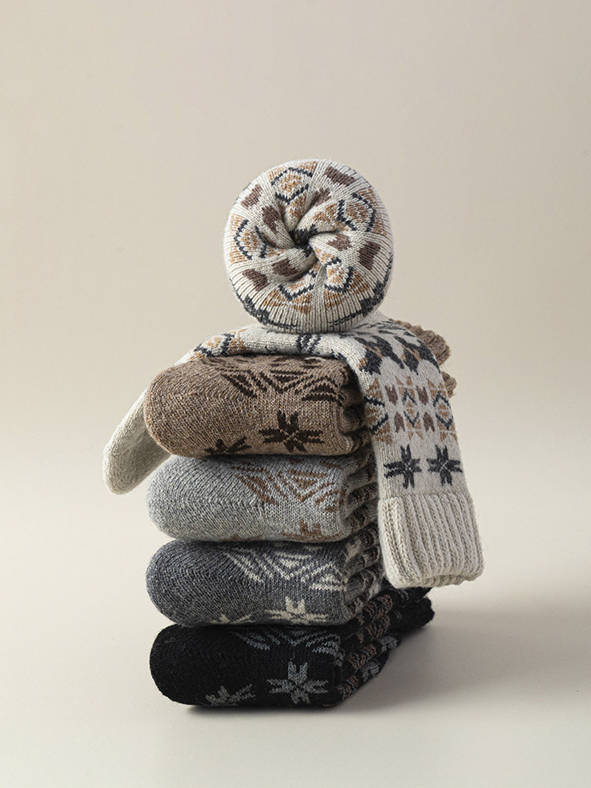 Wool-Blend Fair Isle Crew Socks