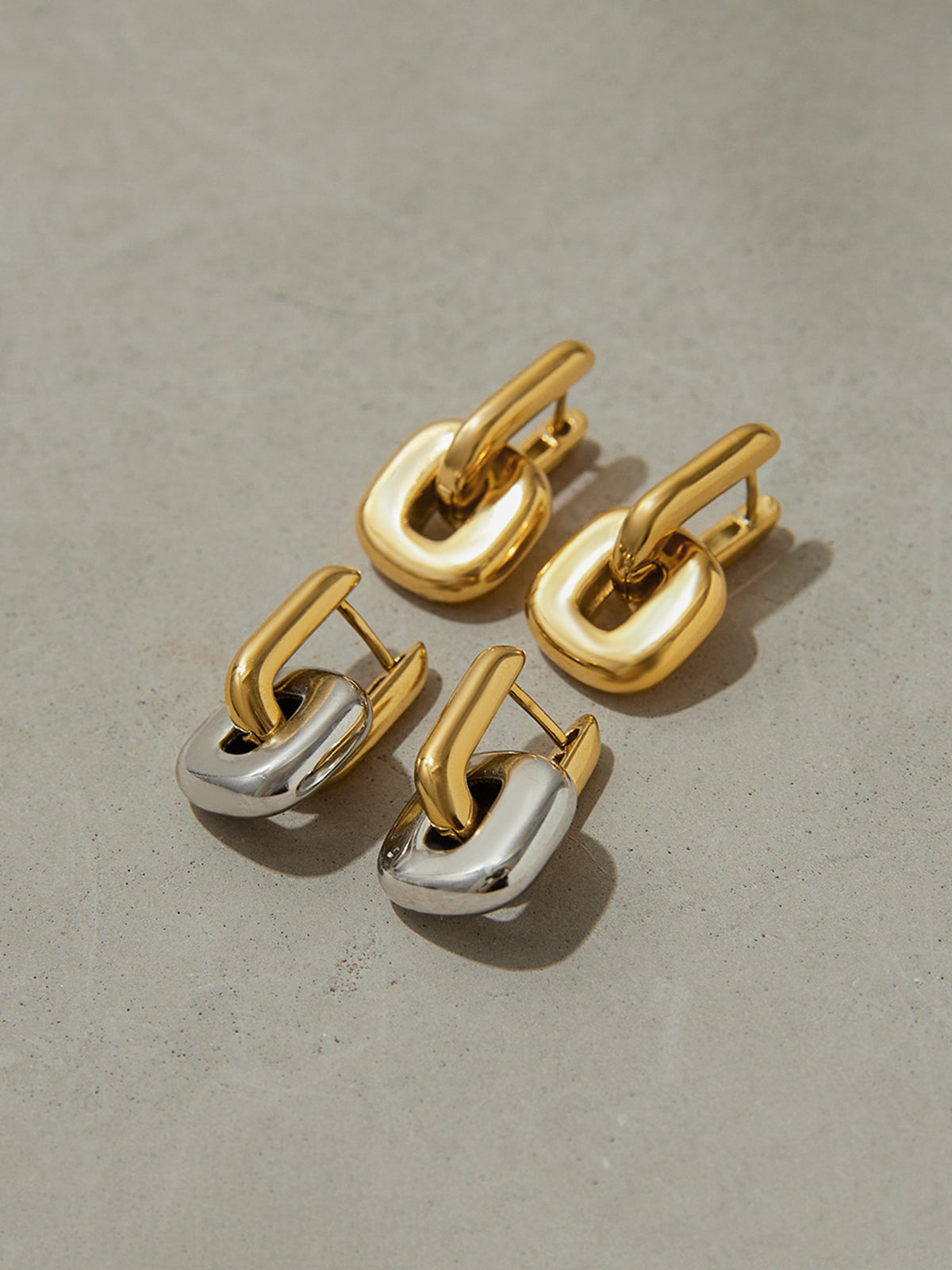 Two-Tone Link Drop Earrings