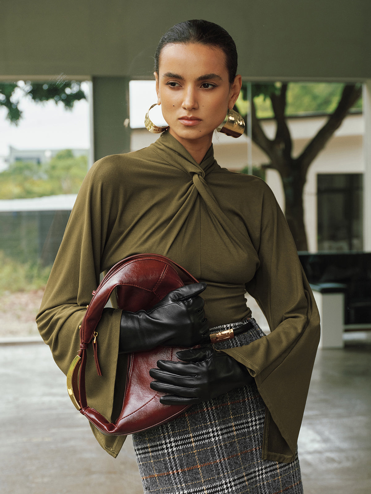Knot-Front Batwing-Sleeve Top