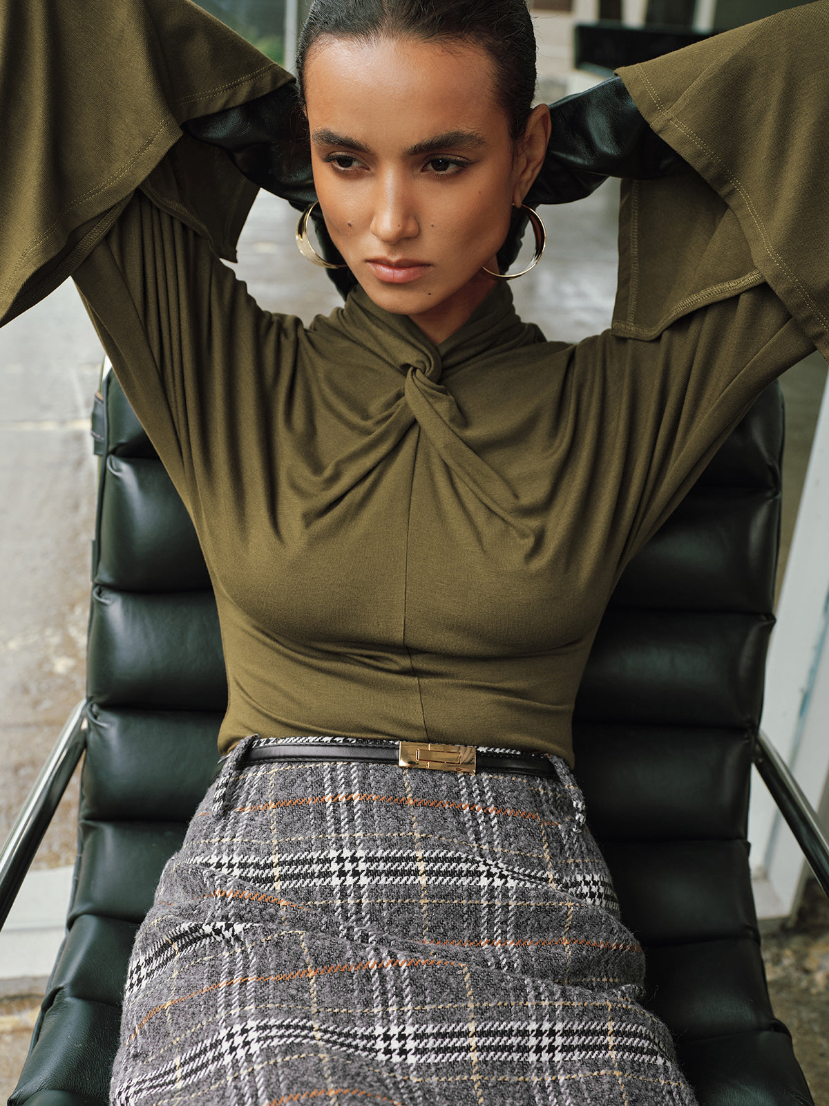 Knot-Front Batwing-Sleeve Top