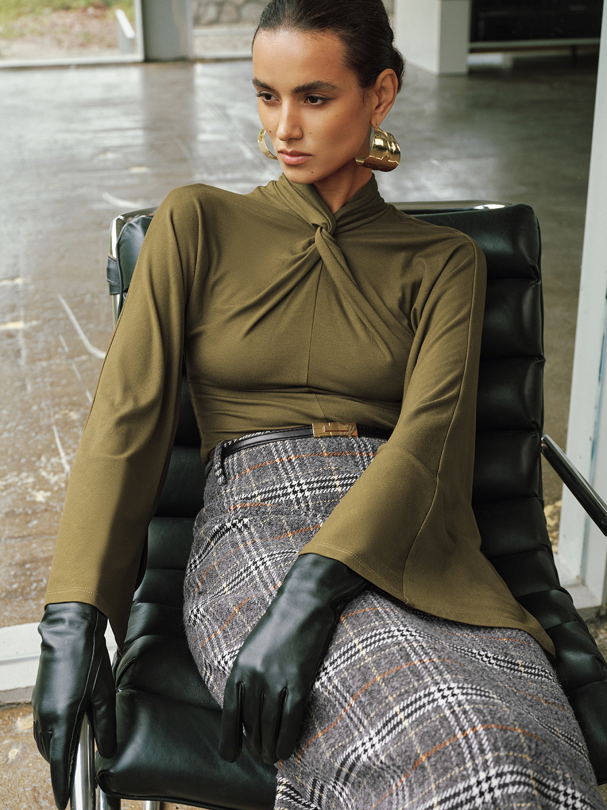 Knot-Front Batwing-Sleeve Top