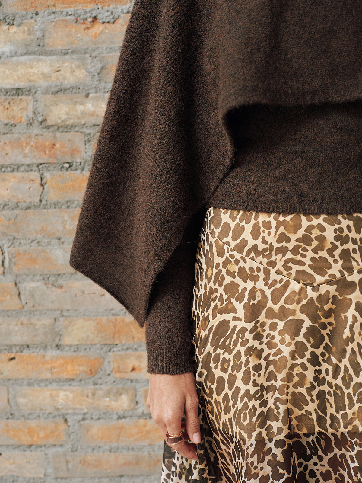 Wool-Blend Capelet-Sleeve Knit Top