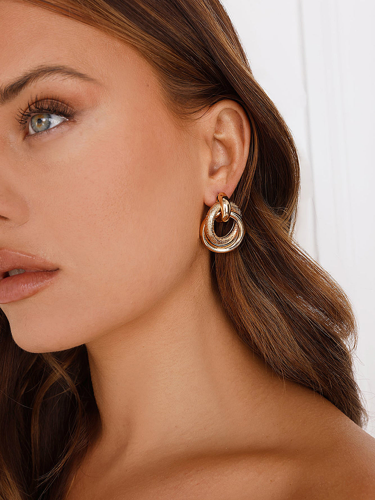 Textured Interlocking Loop Earrings