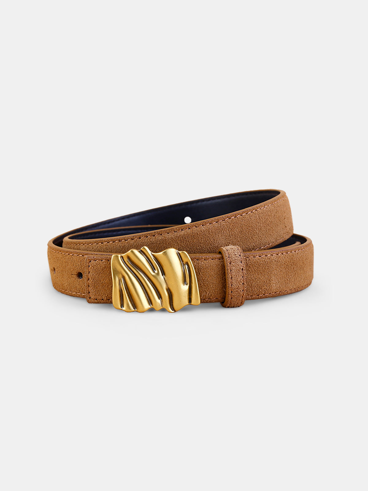 Textured Buckle Leather Belt