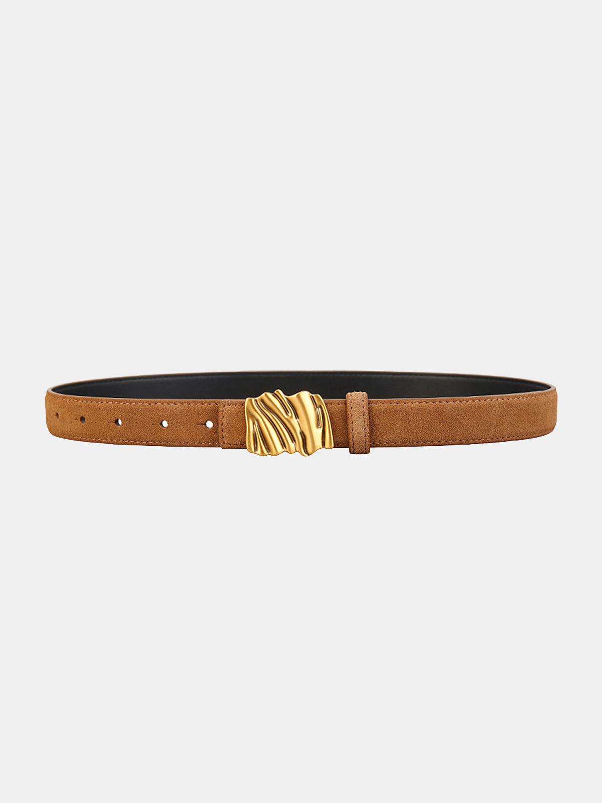 Textured Buckle Leather Belt