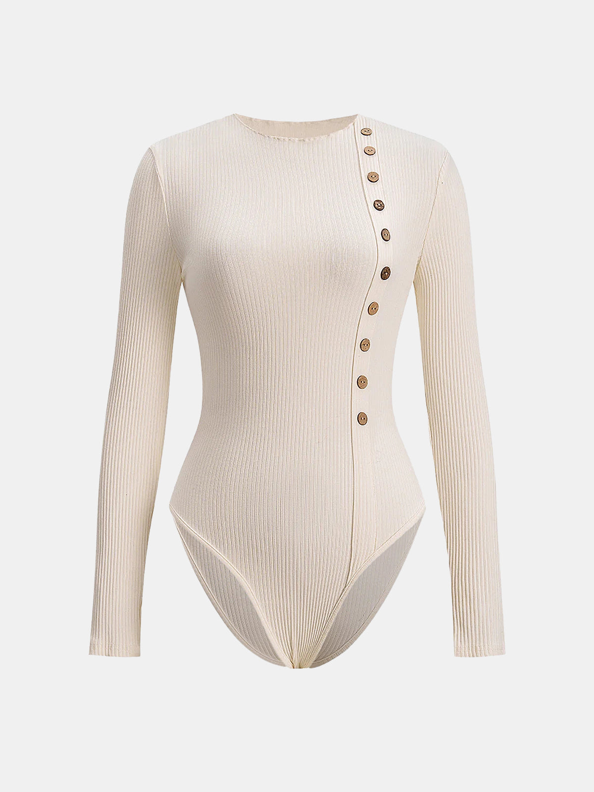 Decor Button Ribbed Knit Bodysuit