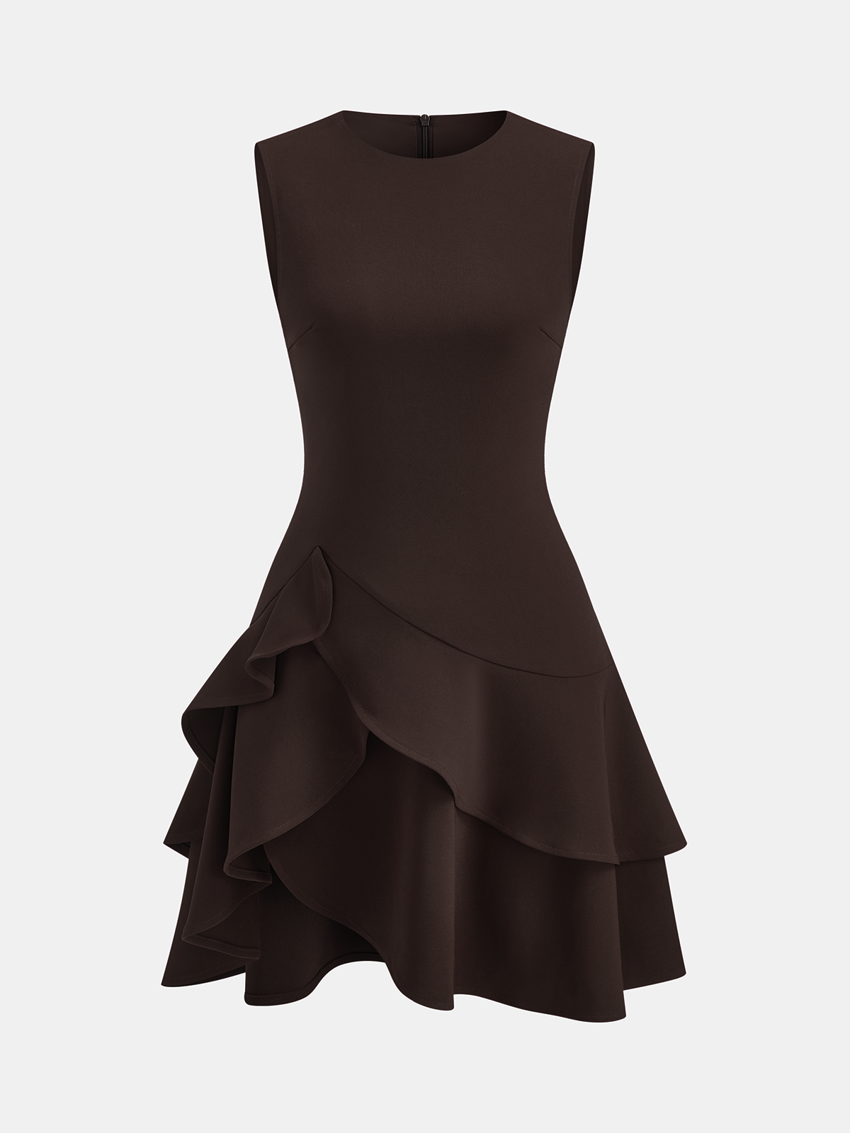 Ärmelloses Minikleid mit asymmetrischem Rüschensaum