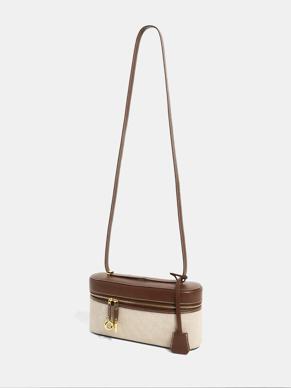 Two-Tone Canvas & PU Panel Box Bag