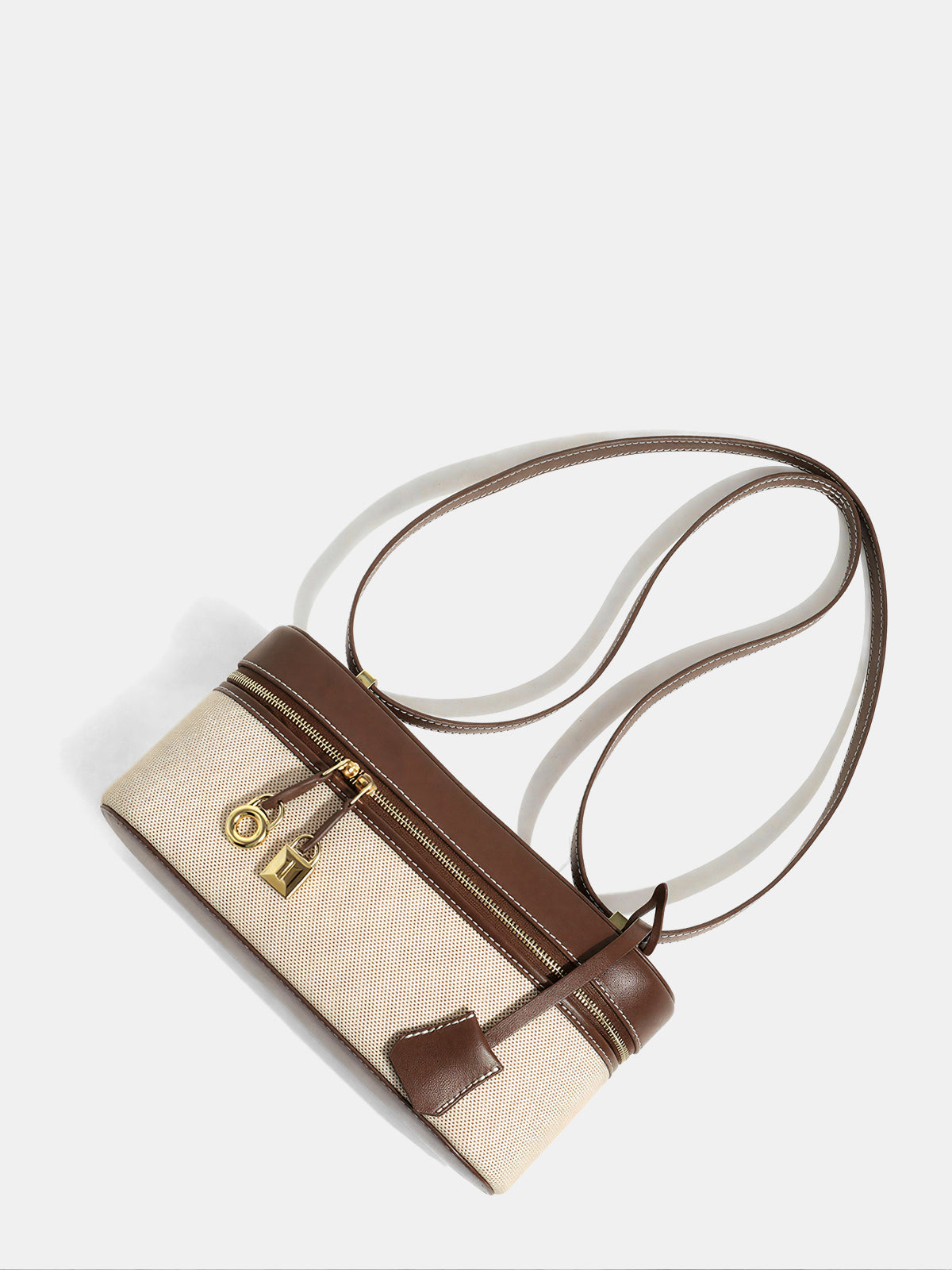 Two-Tone Canvas & PU Panel Box Bag