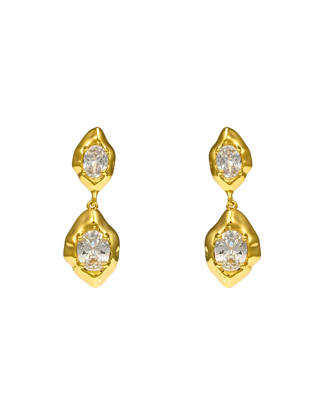 Double Stone Drop Earrings