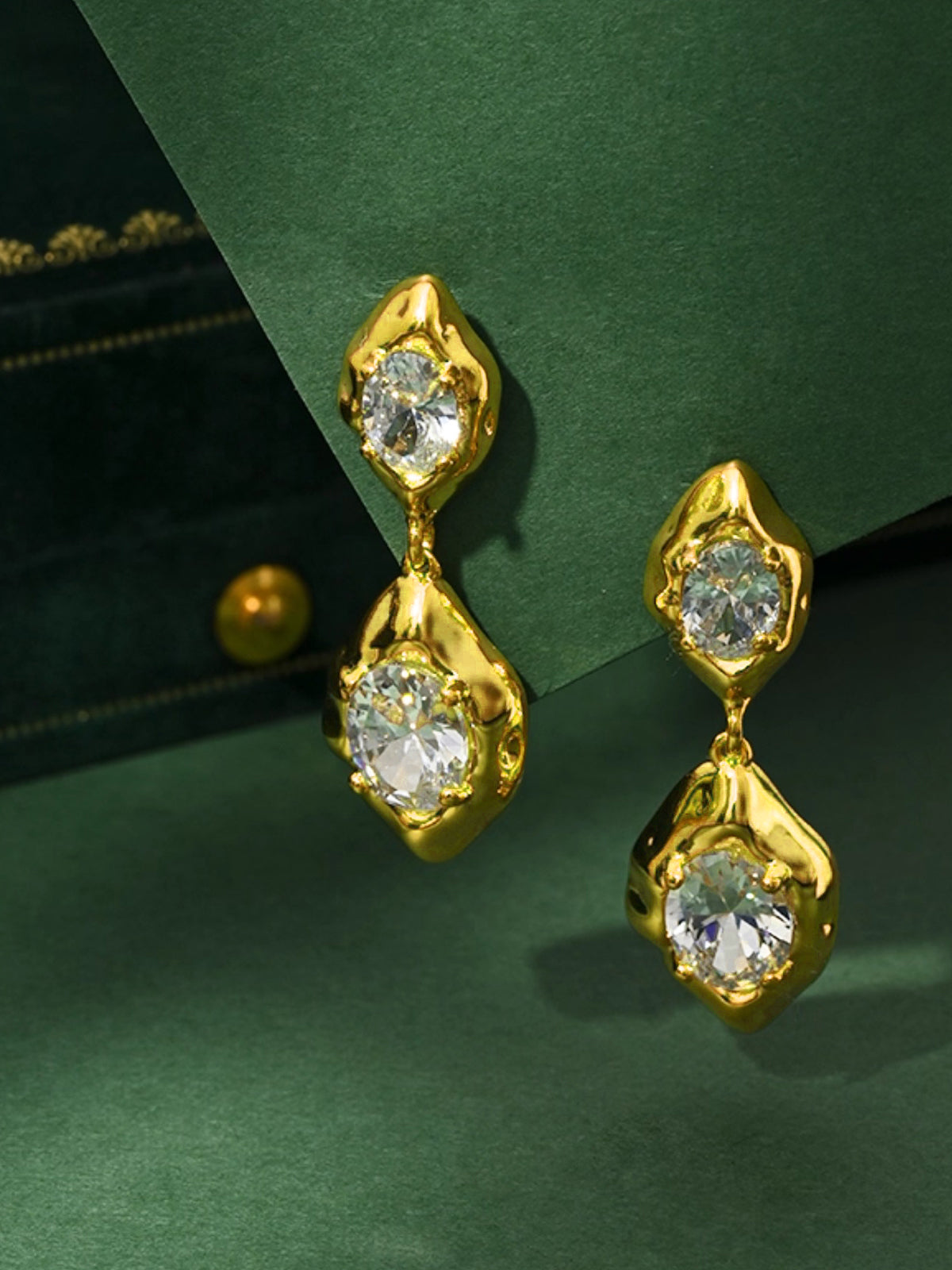 Double Stone Drop Earrings