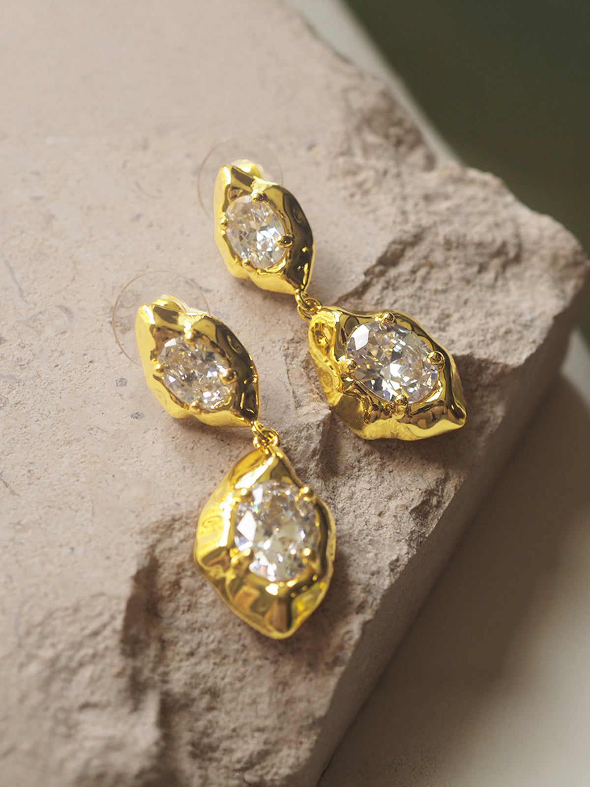 Double Stone Drop Earrings