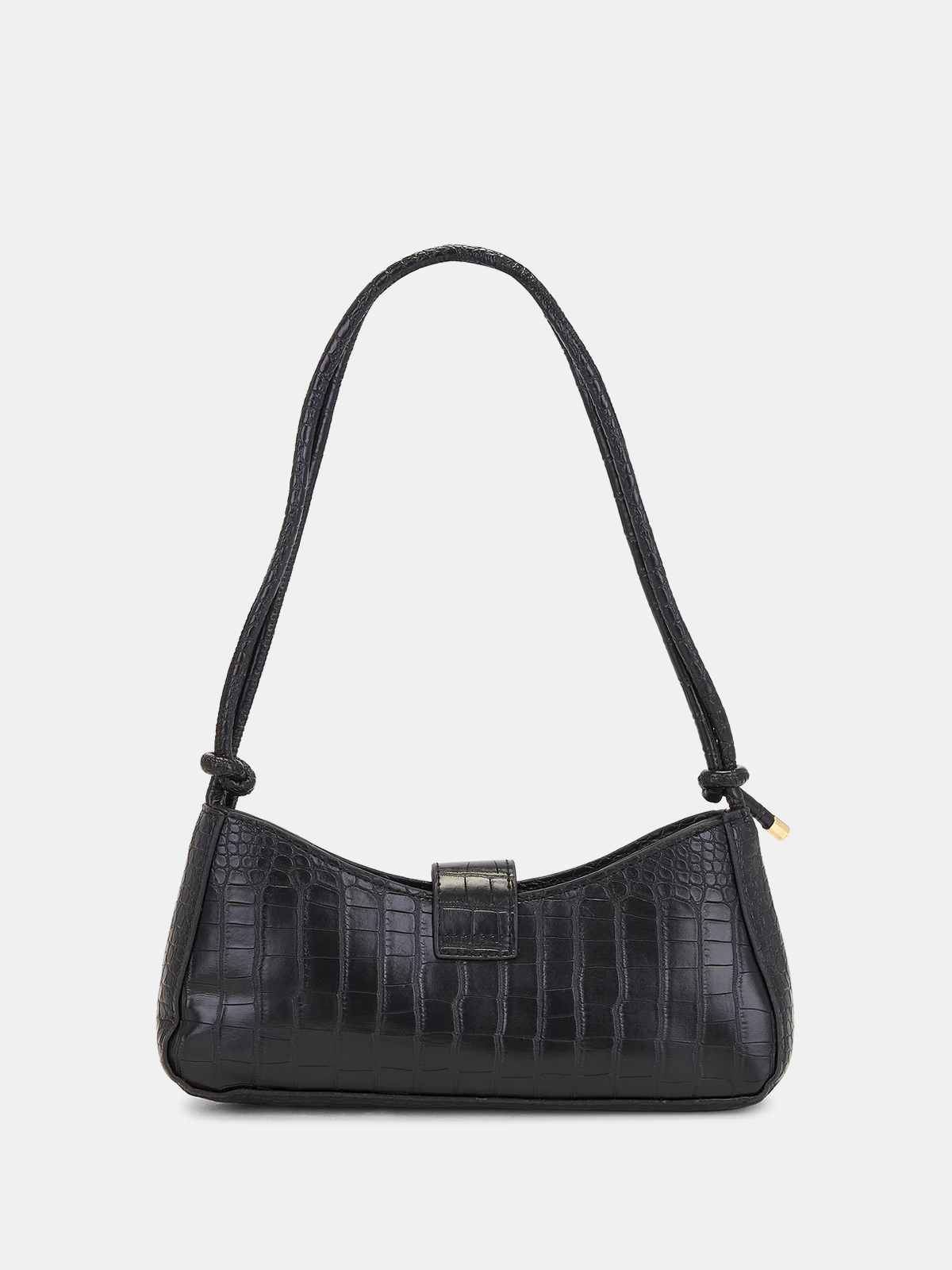 Croc-Embossed Buckle Underarm Bag