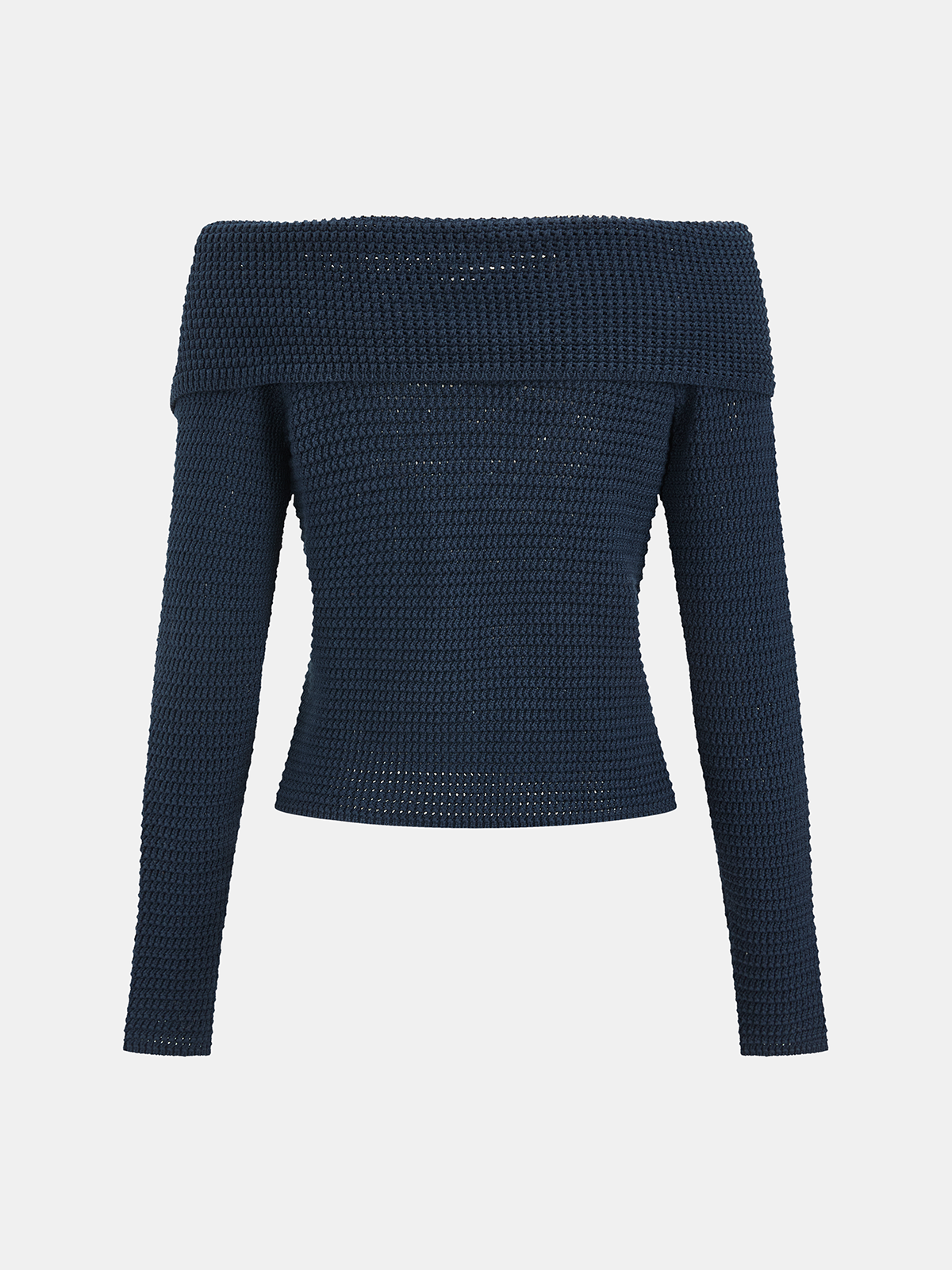Waffle-Knit Off-Shoulder Zip-Front Top