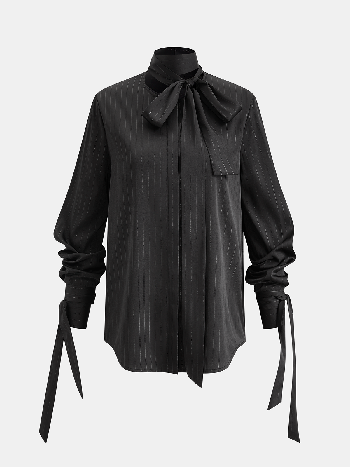 Ribbon-Detail Long-Sleeve Shirt