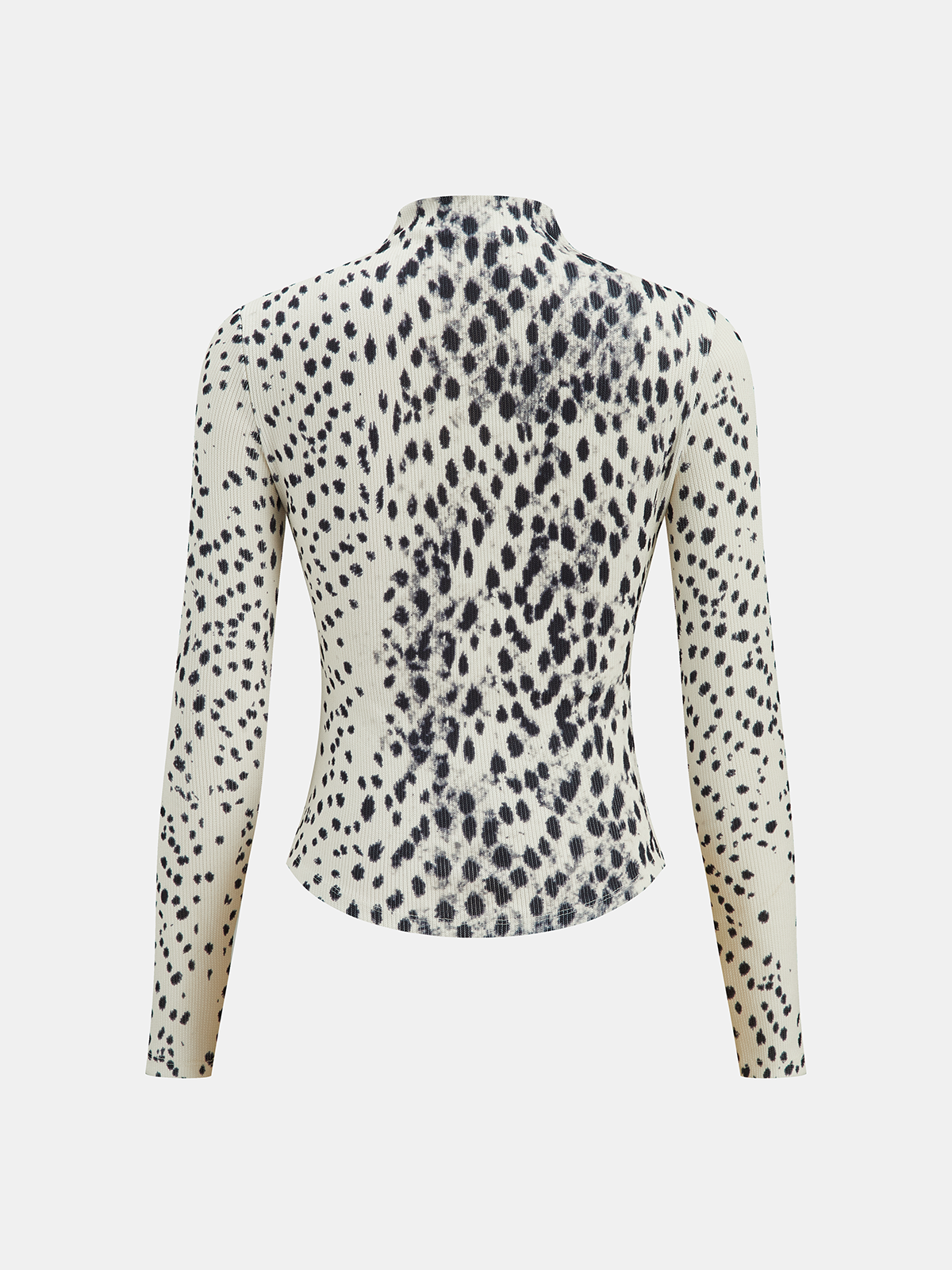 Leopard Print Ribbed Mock Neck Top