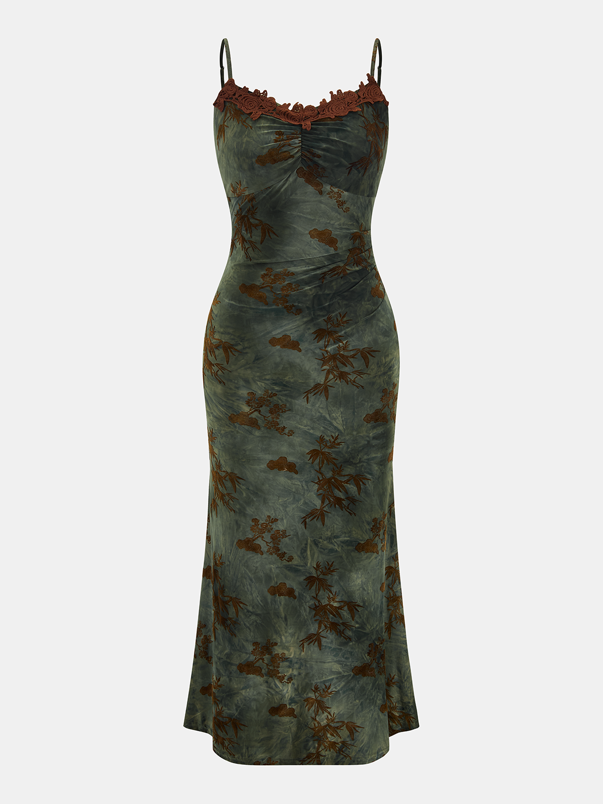 Flocked Print Cami Midi Dress