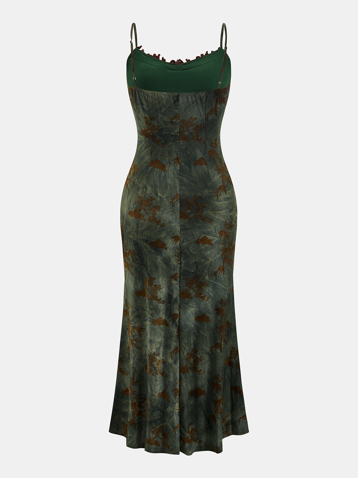 Flocked Print Cami Midi Dress