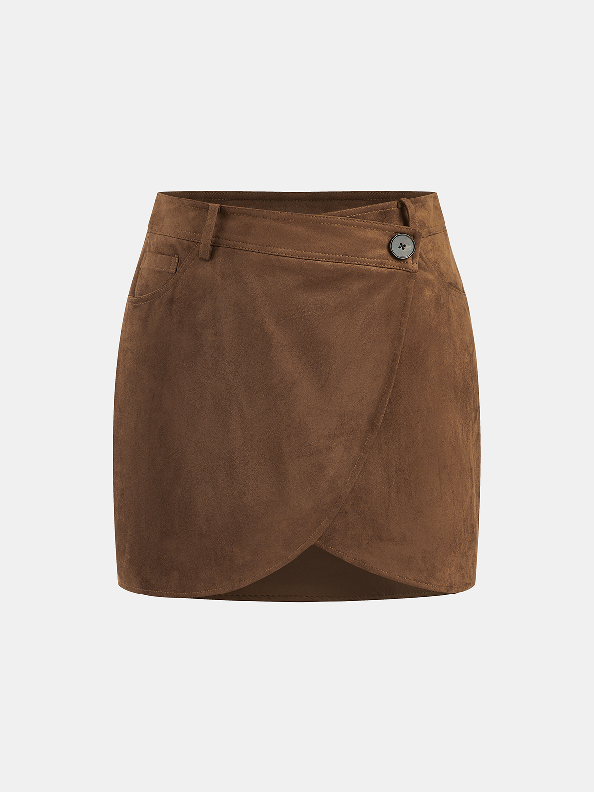 Suede Effect Asymmetric Mini Skirt