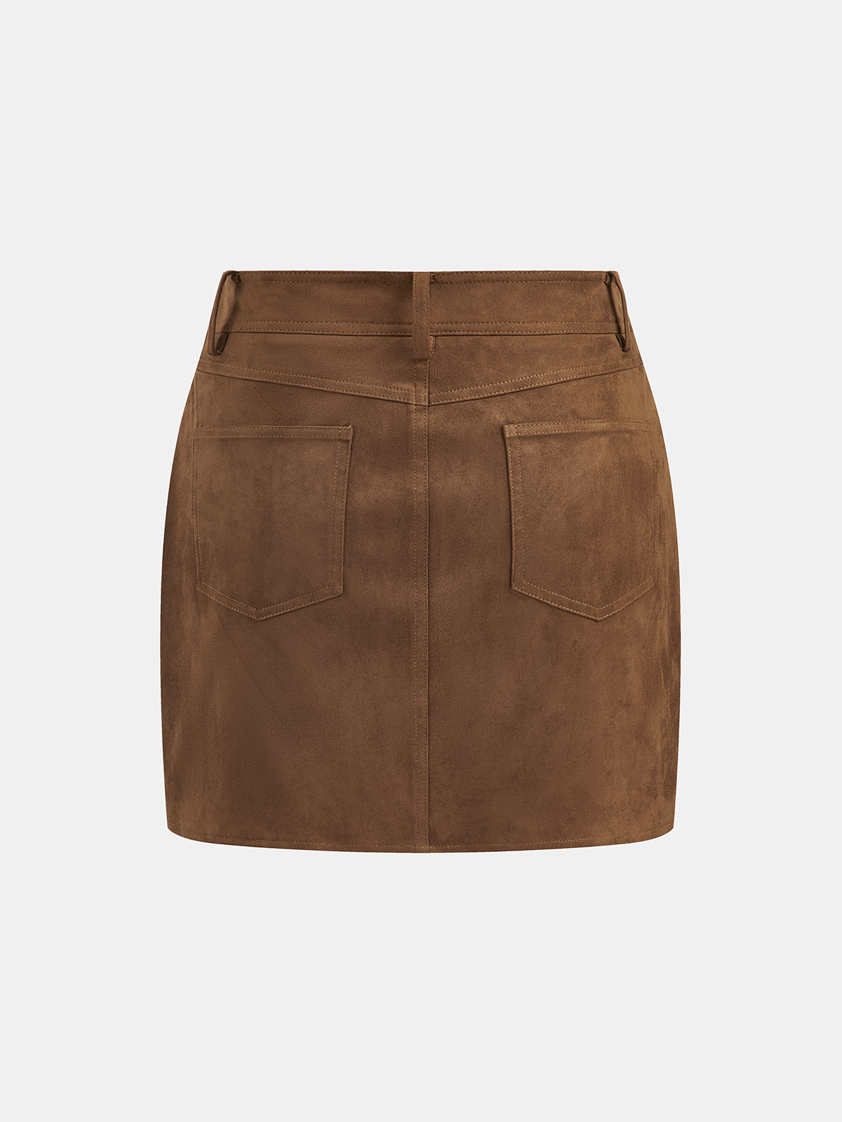 Suede Effect Asymmetric Mini Skirt