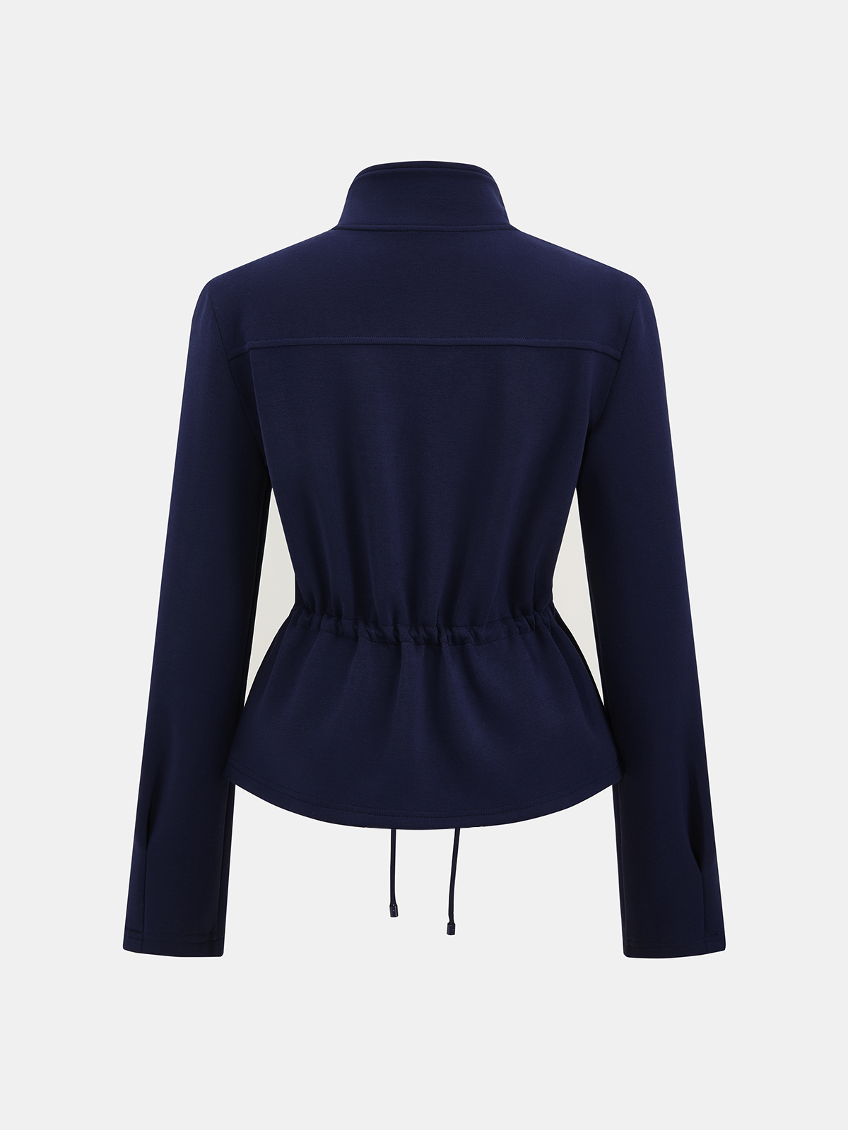 Drawstring-Waist Stand-Collar Jacket