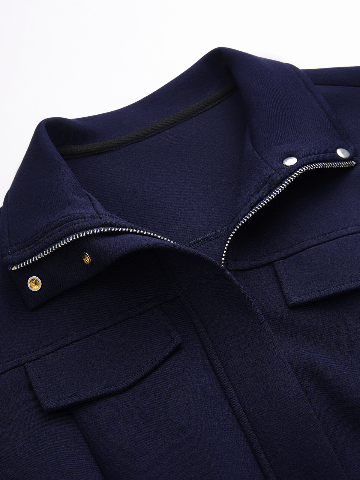 Drawstring-Waist Stand-Collar Jacket