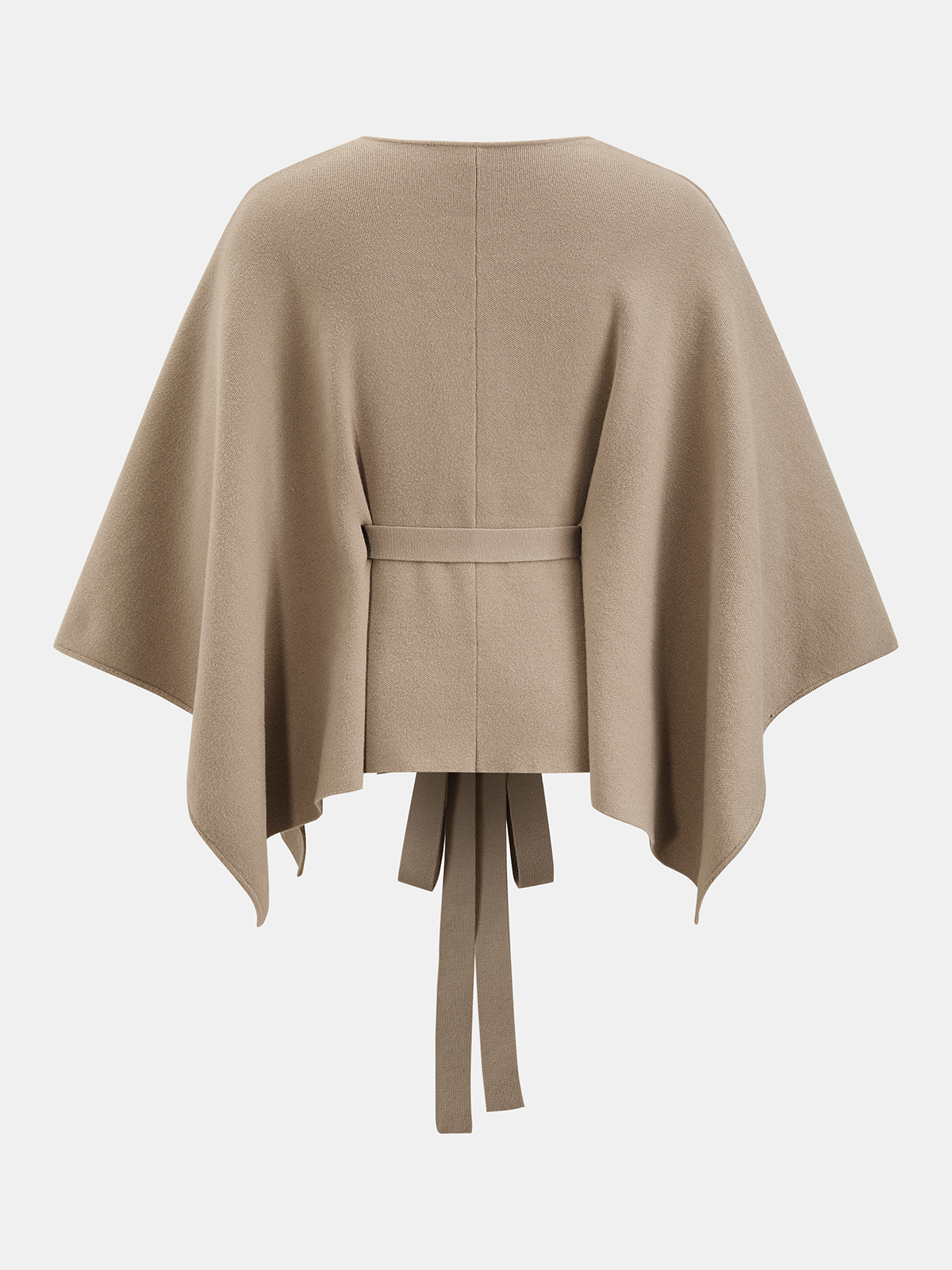 Metal Button Belted Cape-Style Knit Top
