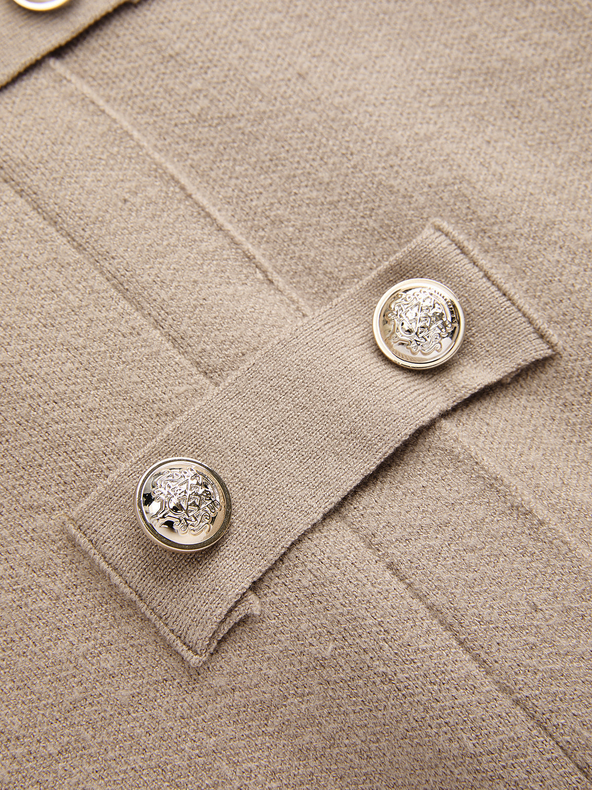 Metal Button Belted Cape-Style Knit Top