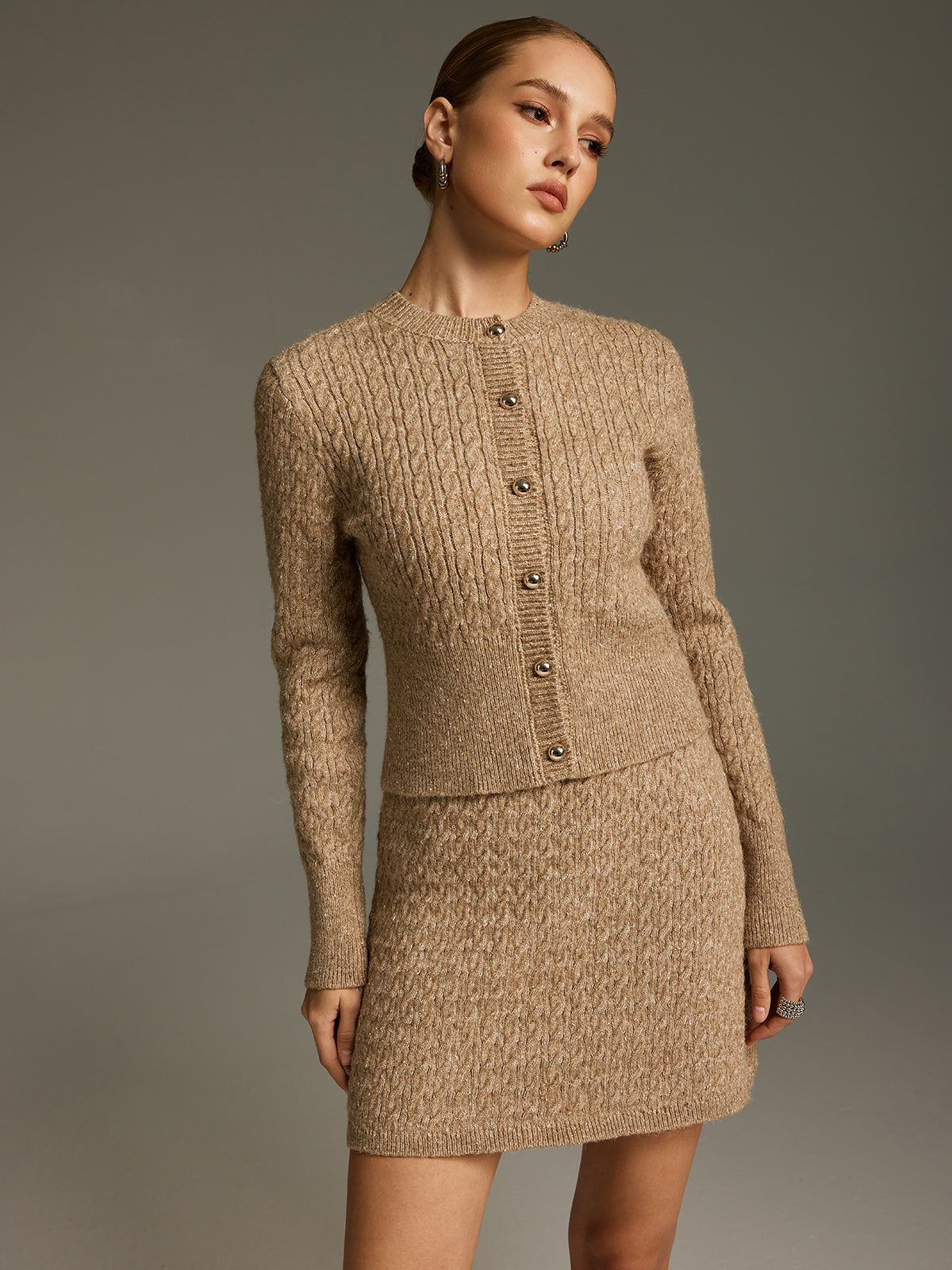 Wool-Blend Cable-Knit Co-ord Set