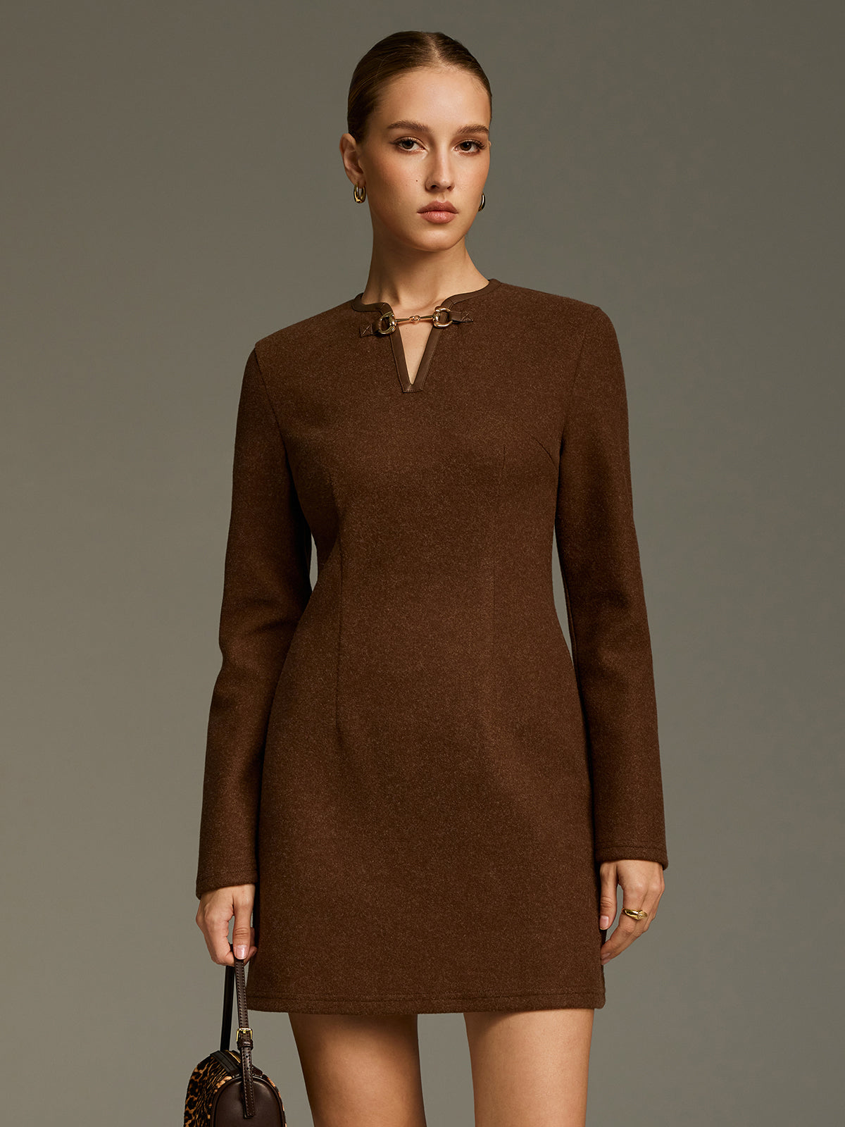 Horsebit Detail A-Line Mini Dress