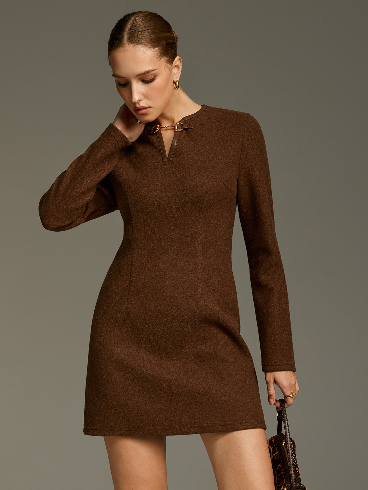 Horsebit Detail A-Line Mini Dress