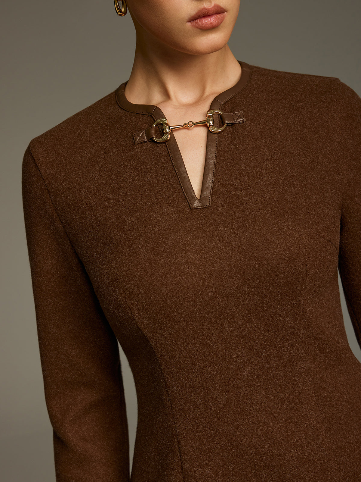 Horsebit Detail A-Line Mini Dress