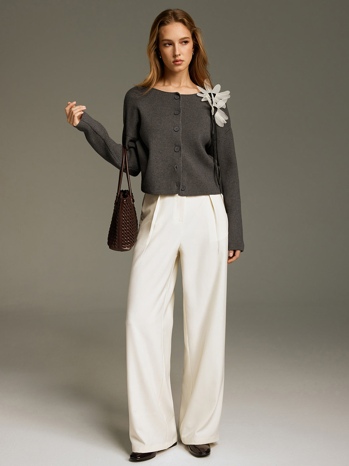 Floral Embellished Knit Cardigan