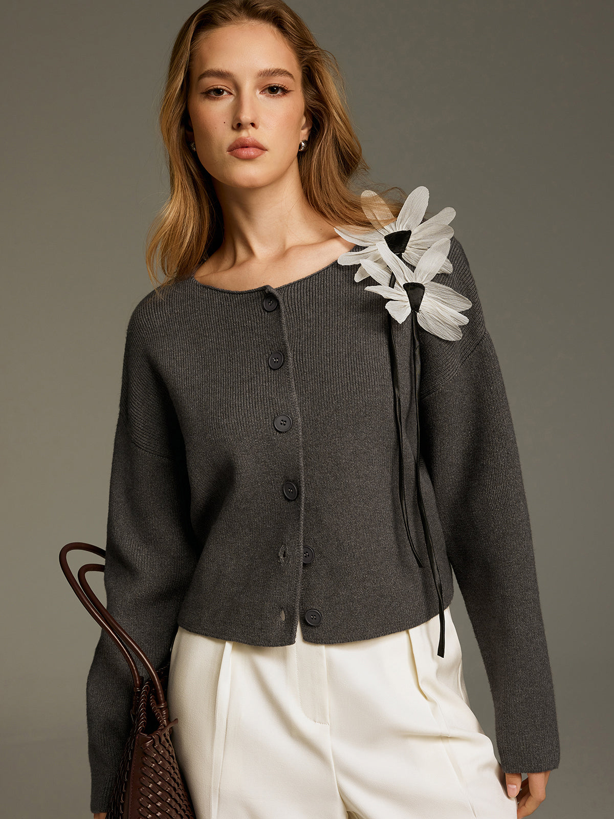 Floral Embellished Knit Cardigan